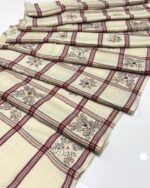 Elegant Check Design Handmade Embroidered Pashmina Shawl – Premium Quality, 2.5 Yards (88"x43") - Image 3