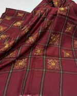 Elegant Check Design Handmade Embroidered Pashmina Shawl – Premium Quality, 2.5 Yards (88"x43") - Image 6