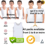 Kids Pure Cotton Vest – Sleeveless & With Sleeves, Premium Comfort, Soft Combed Cotton for Newborn to 12 Years