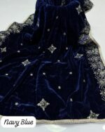 Elegant Velvet Shawl – Machine Sequenced Embroidery with Tilla Thread, Premium Quality, 2.4-Yard Length - Image 6