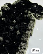 Elegant Velvet Shawl – Machine Sequenced Embroidery with Tilla Thread, Premium Quality, 2.4-Yard Length - Image 4