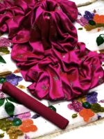 Shamoz Silk Embroidered Shirt, Kattan Silk Trouser, & Organza Handcrafted Dupatta, Luxury Partywear Fancy Ensemble - Image 2