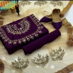 4pc Party Wear | Fancy Katan Dress | Mirror Work Shirt & Trouser | Mirror Work Net Dupatta - Image 2