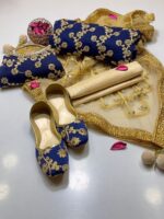 Fancy 5pc Suit | Chiffon Embroidery | Masuri Shalwar | Mirror Work Dupatta | Matching Khussa & Clutch - Image 10
