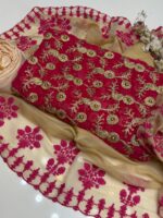 3pc Suit | Fancy Crinkle Chiffon Jaal Shirt (Front & Back) | Embroidered Mehsori Silk Dupatta | Self Mehsori Trouser - Image 4