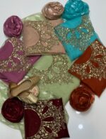 4pc Party Wear | Indian organza Hande made Moti work with zari with Indian organza Borsha  dupattaa.