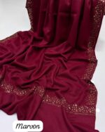 Shawl with Stone Work – Four-Sided Design, Elegant Pashmina stuff Premium Quality, 2.5-Yard Length" - Image 6