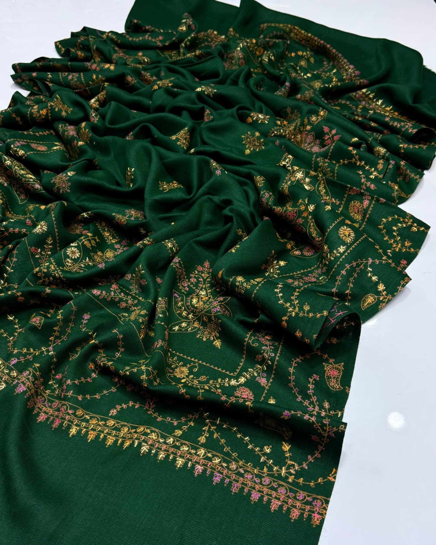 mongia Pashmina Kashmiri Embroidery Shawl – Handcrafted Embroidery with Block Print, 2.5-Yard Premium Quality Wrap - Image 6